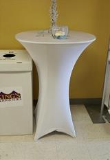 Cocktail Table with White Spandex Linen