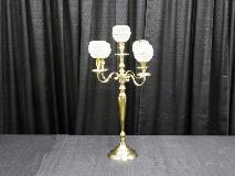 5 LITE GOLD CANDELABRA WITH CRYSTAL BOWLS