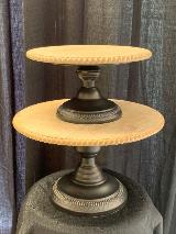 WOOD &BLACK METAL CAKE STAND