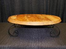 WOOD LAZY SUSAN WITH IRON BASE